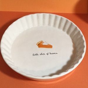 New Rae Dunn pie plate with a pumpkin pie